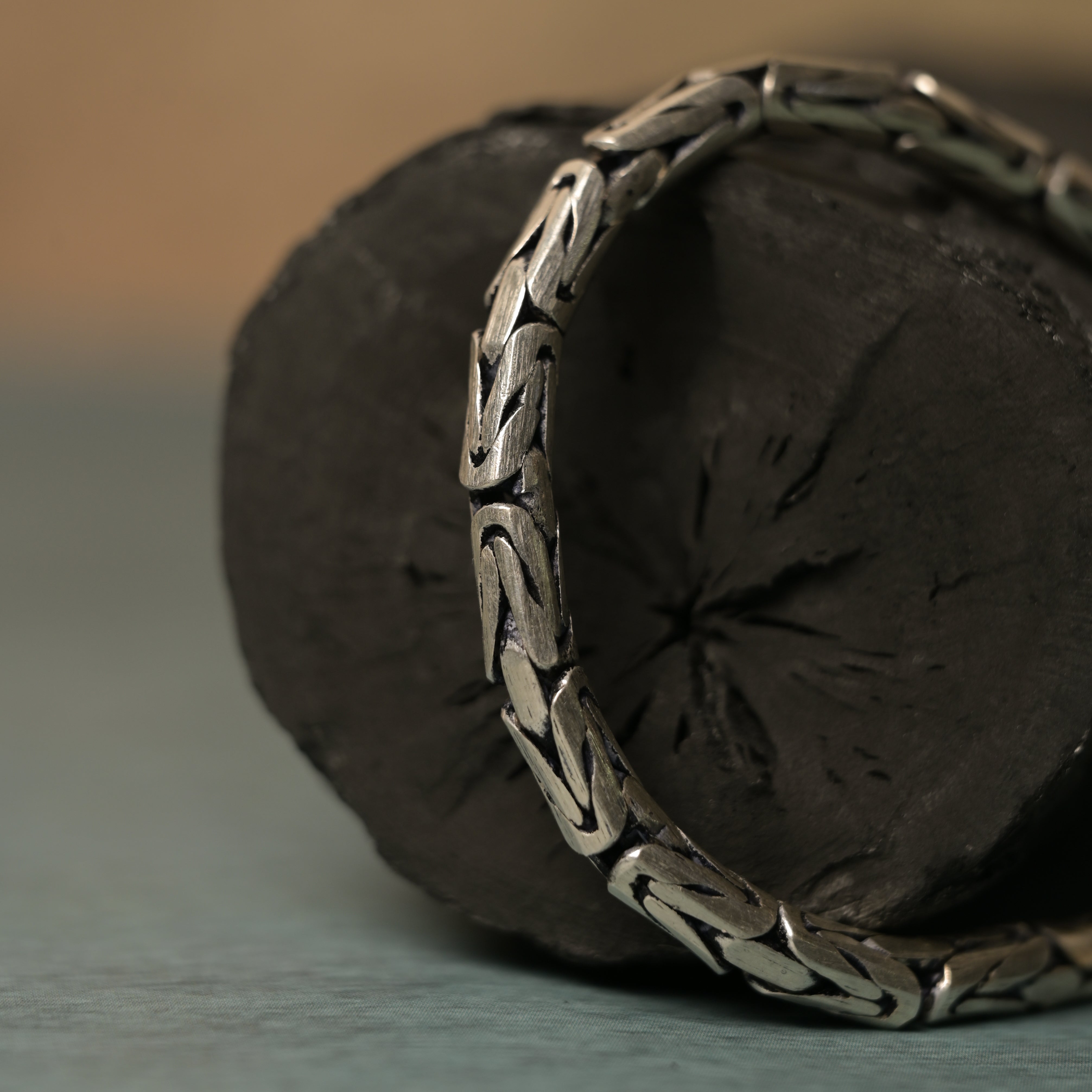 Oxidised Byzantine 925 Silver Bracelet