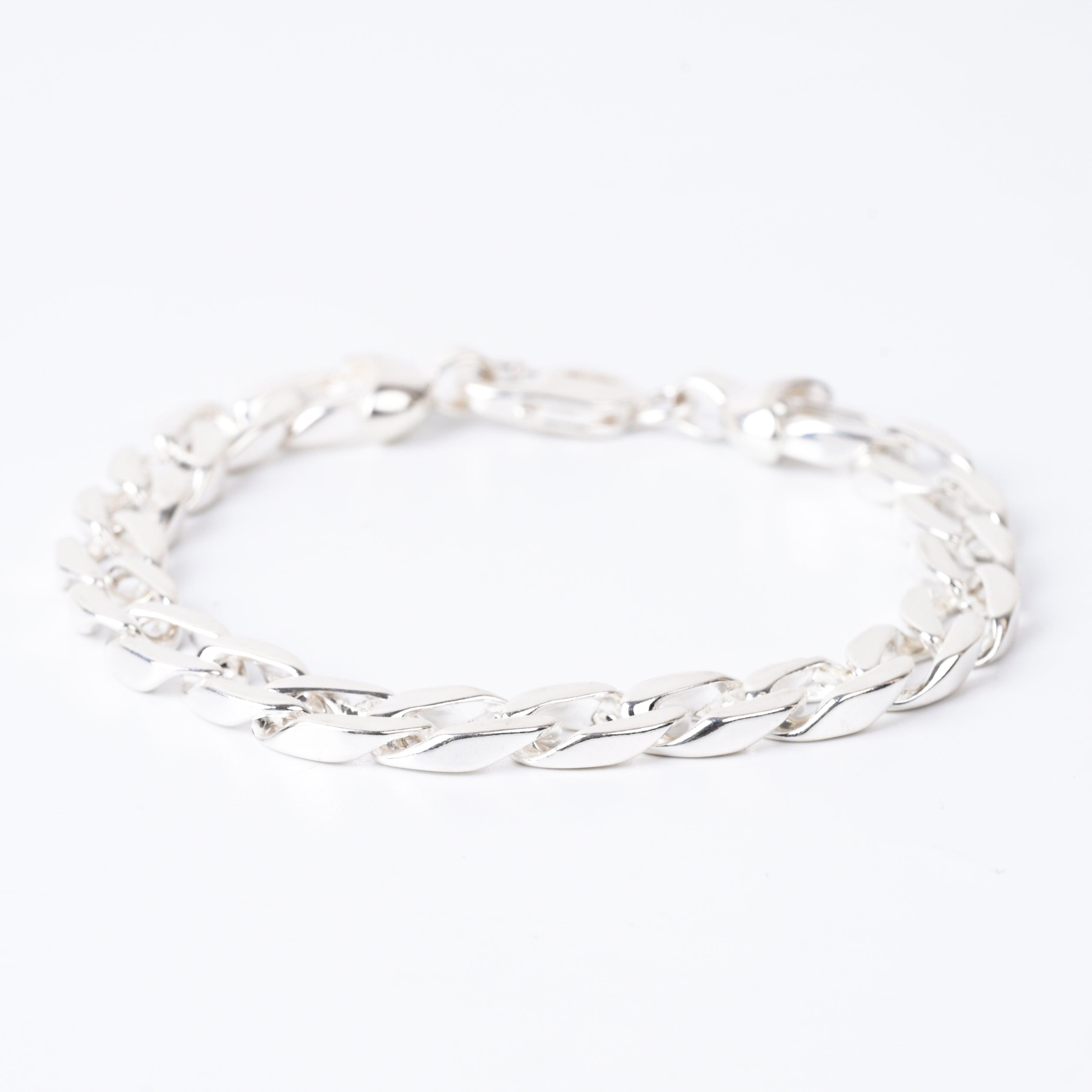 925 Sterling Silver White Curb Chain Bracelet