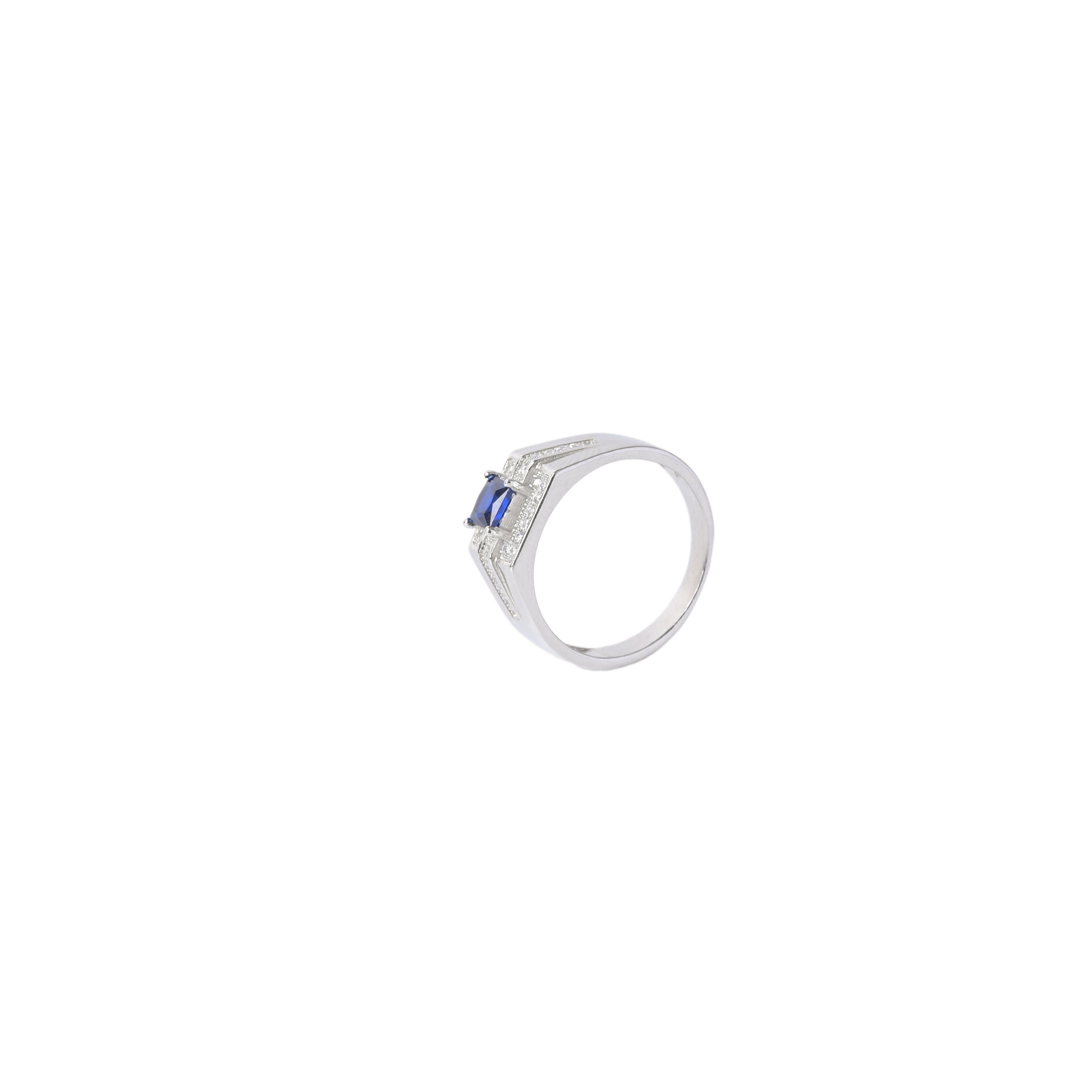 Blue Sapphire Radiance CZ Silver Ring