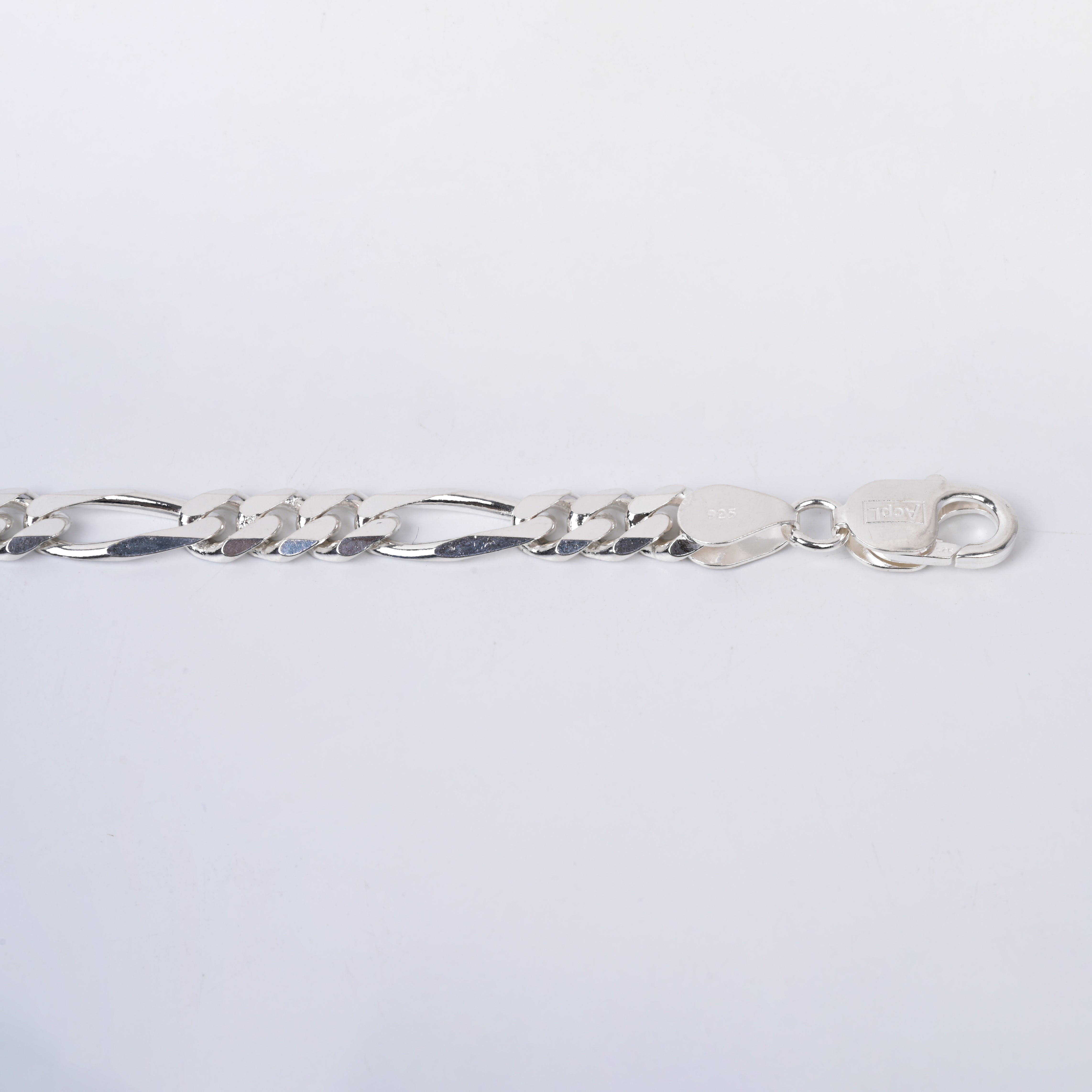 Figaro Link Chain 925 Silver Bracelet