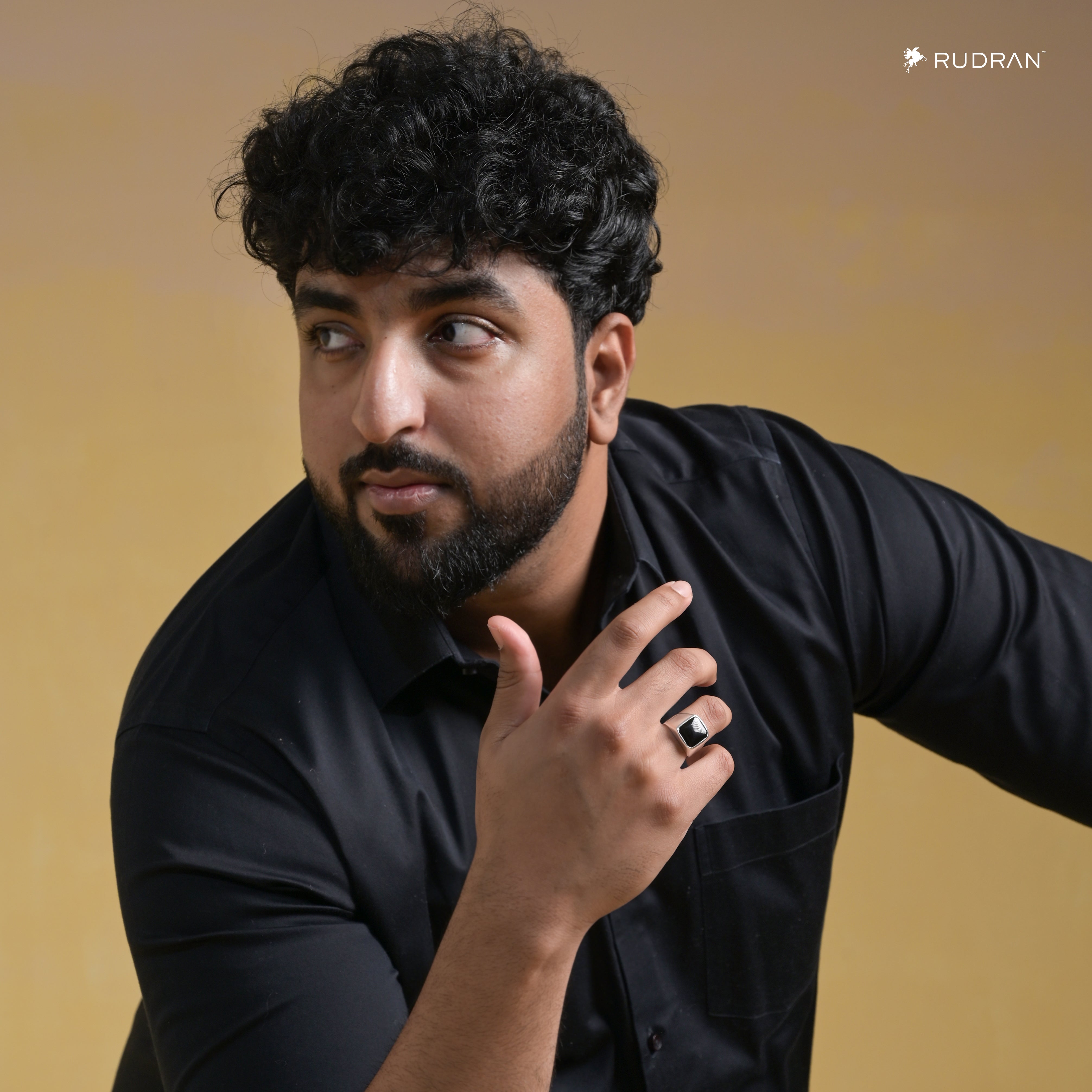 Large Beveled Onyx Signet 925 Silver Ring