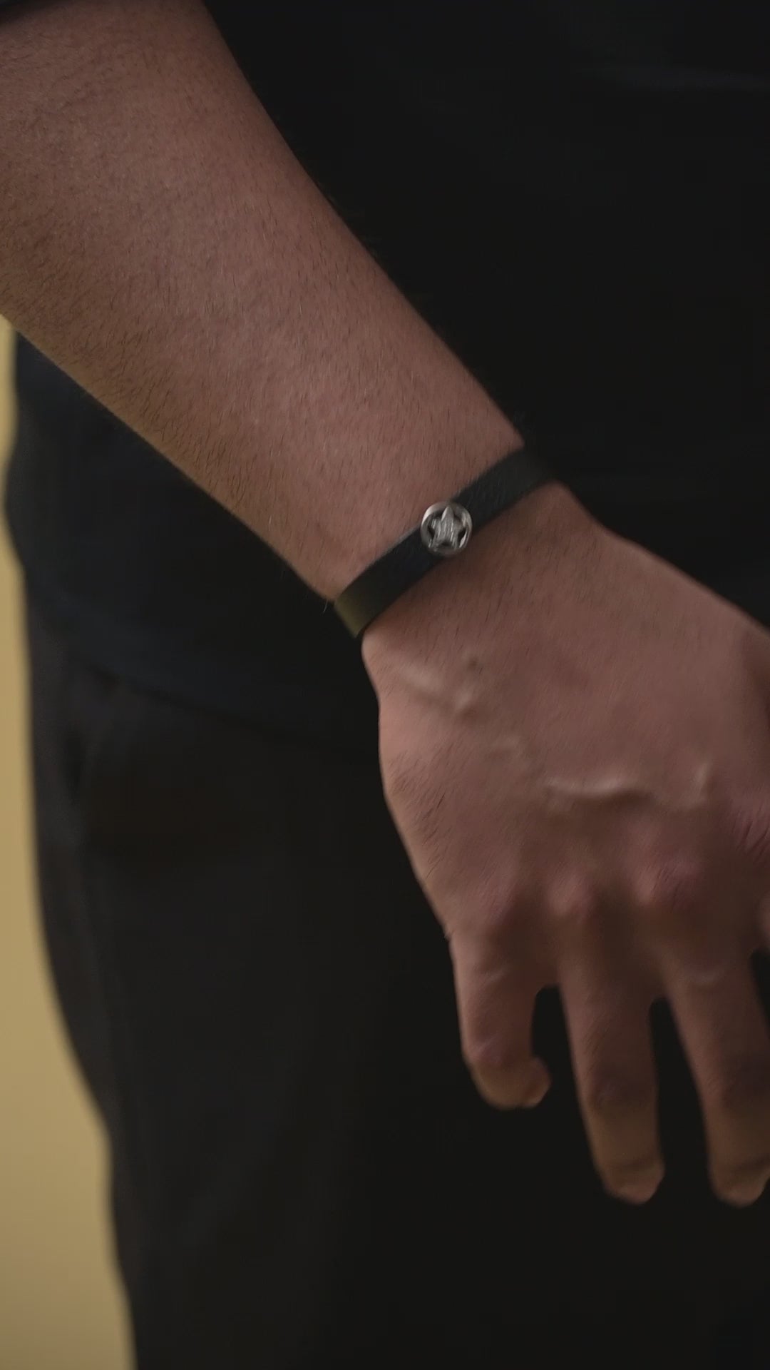 Stellar Black Leather 925 Silver Band