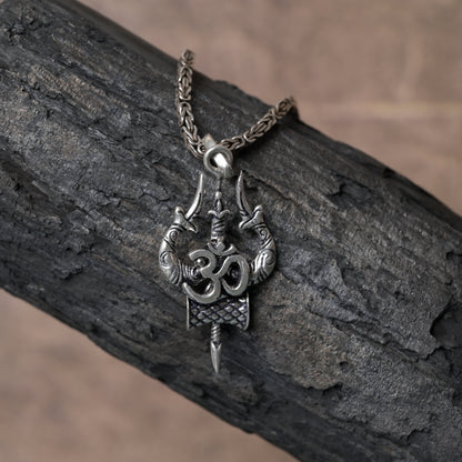 Mahakal Om Trishul Damaru 925 Silver Pendant