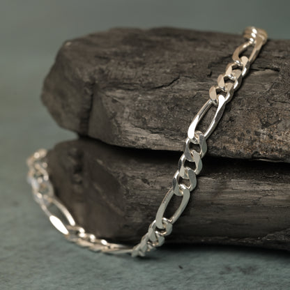 Italian Diamond - Cut Figaro Link Chain Bracelet
