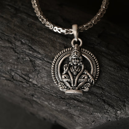 Oxidised Lord Ayyappa 925 Silver Pendant