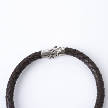 925 Silver CZ Diamond Band With Classic Brown Leather Straps
