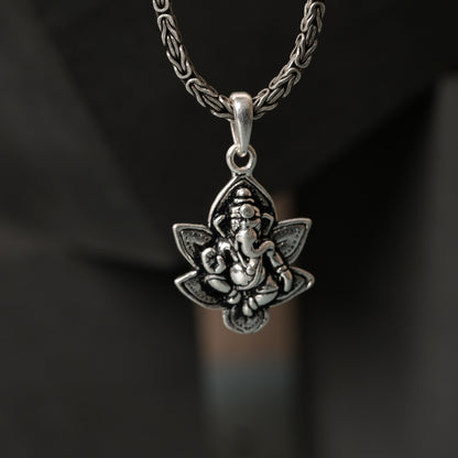 Oxidised Lord Ganesha 925 Silver Pendant