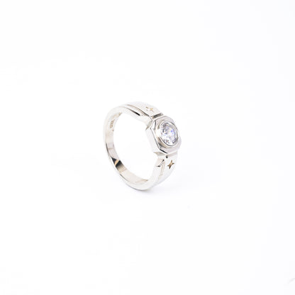 Dreamcatcher CZ Rhodium Plated 925 Silver Ring