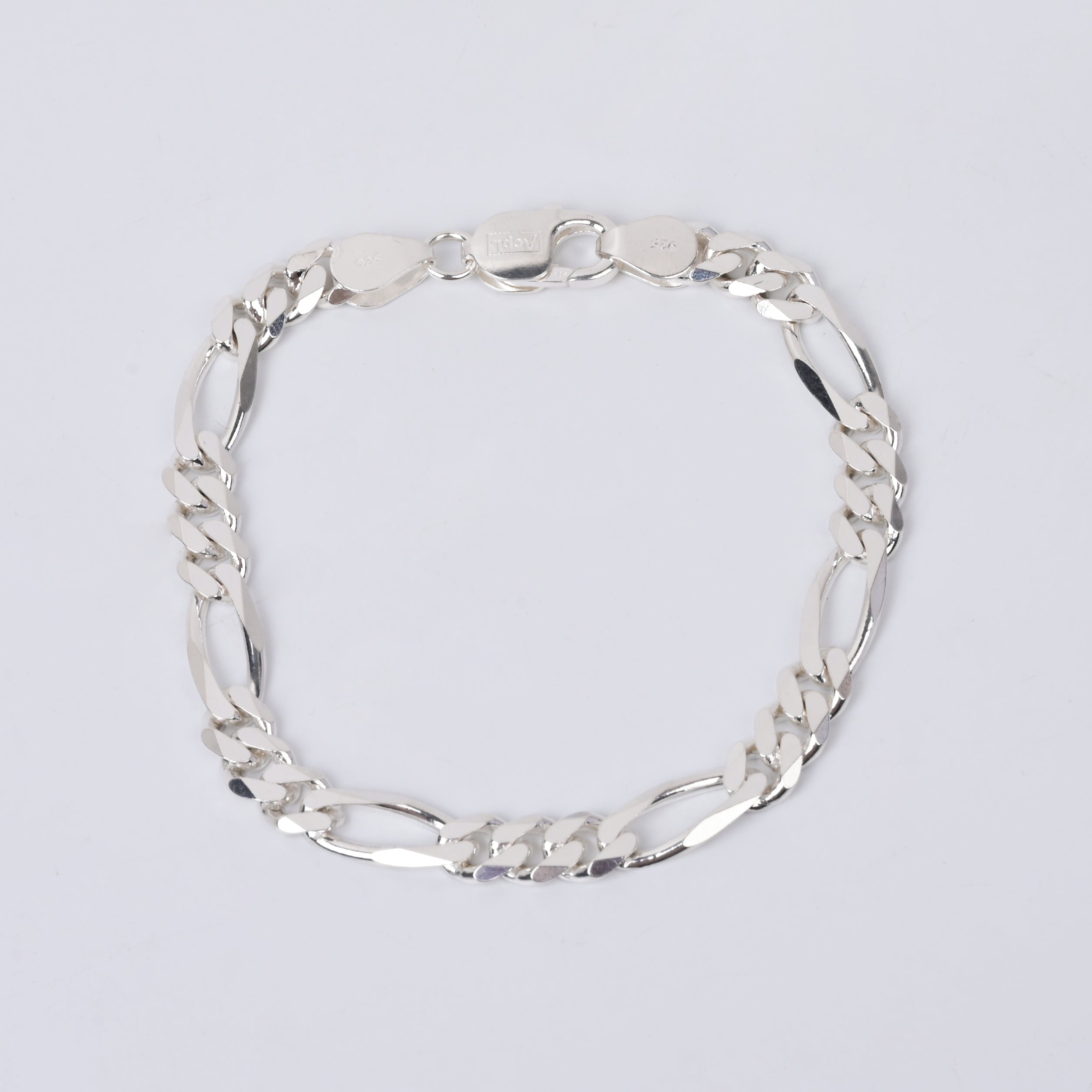 Figaro Link Chain 925 Silver Bracelet