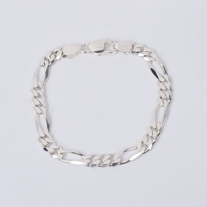 Figaro Link Chain 925 Silver Bracelet