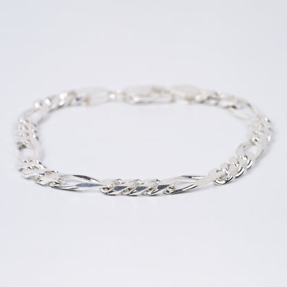Figaro Link Chain 925 Silver Bracelet