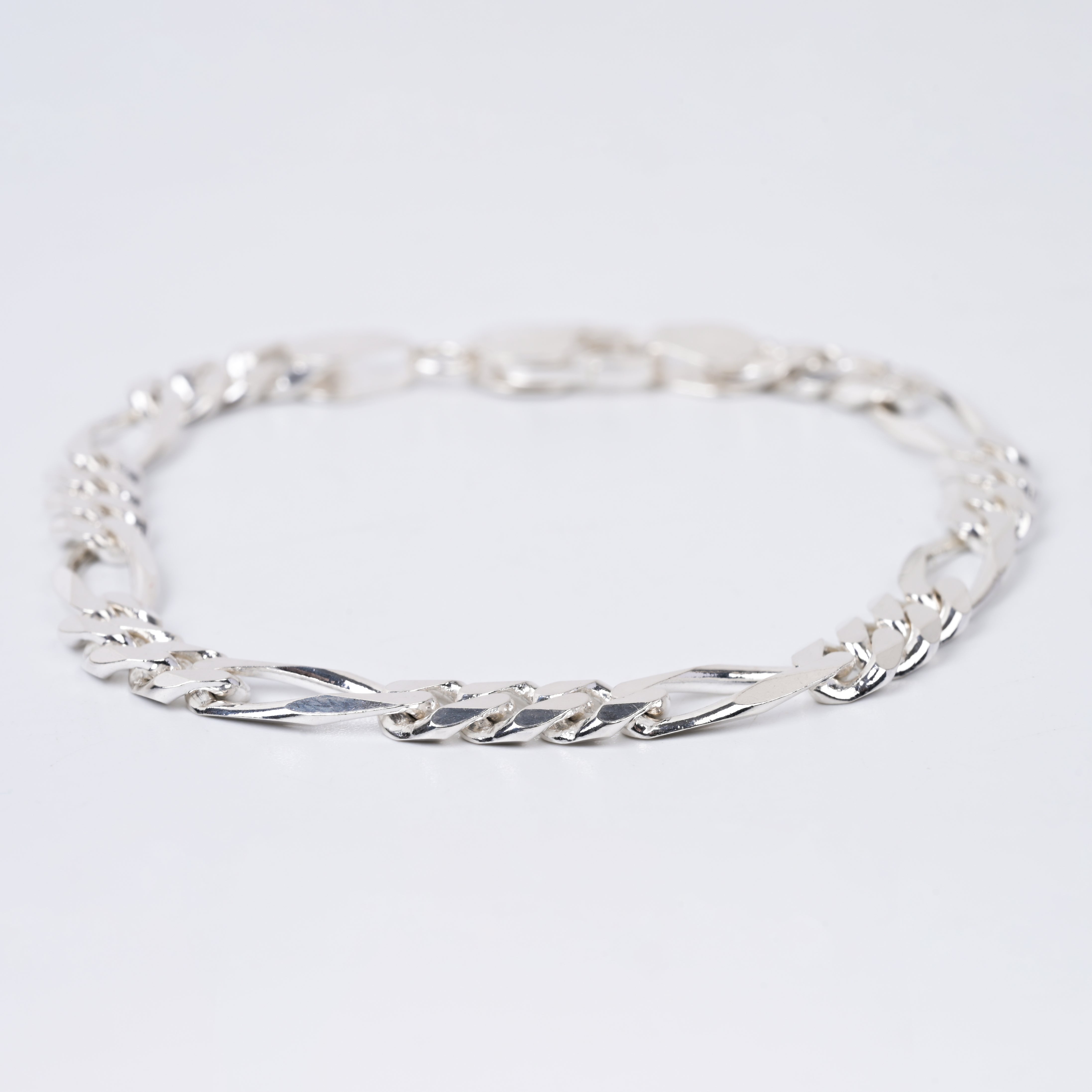 Figaro Link Chain 925 Silver Bracelet