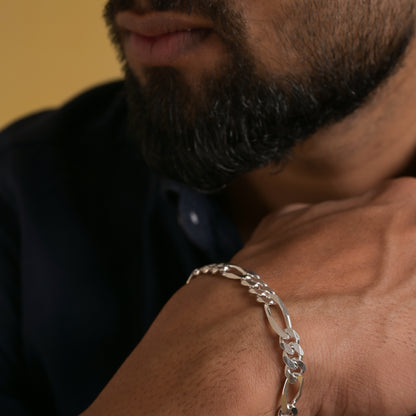 Figaro Link Chain 925 Silver Bracelet