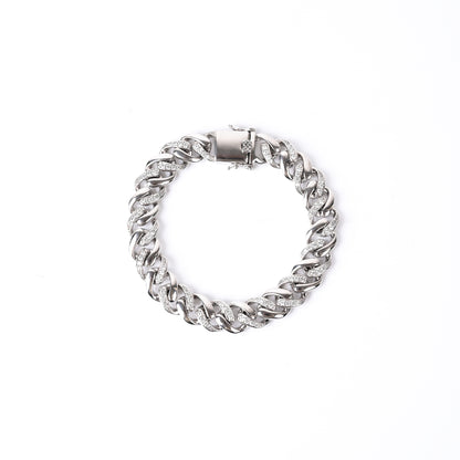 Iced Out Cuban CZ Chain 925 Silver Bracelet