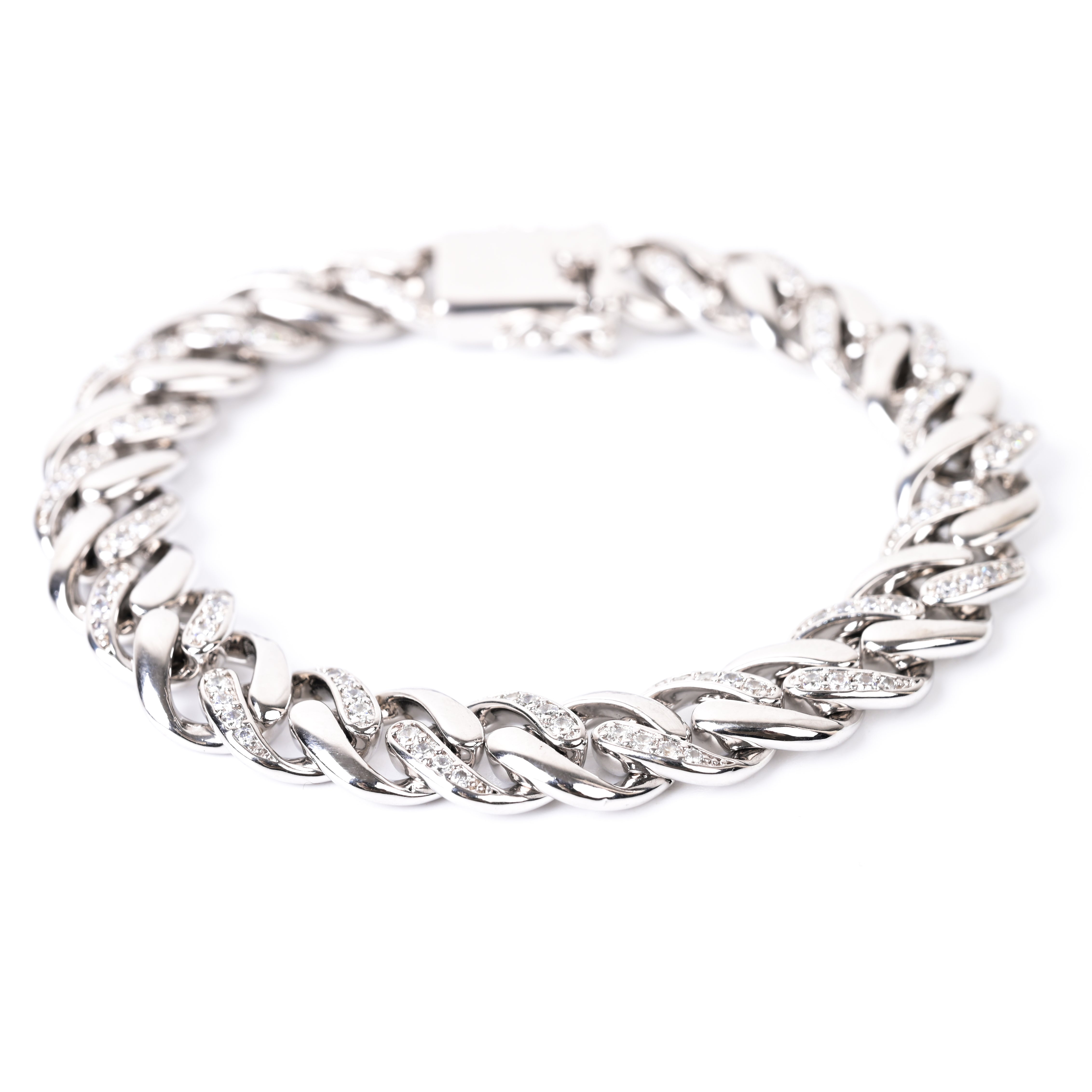 Iced Out Cuban CZ Chain 925 Silver Bracelet