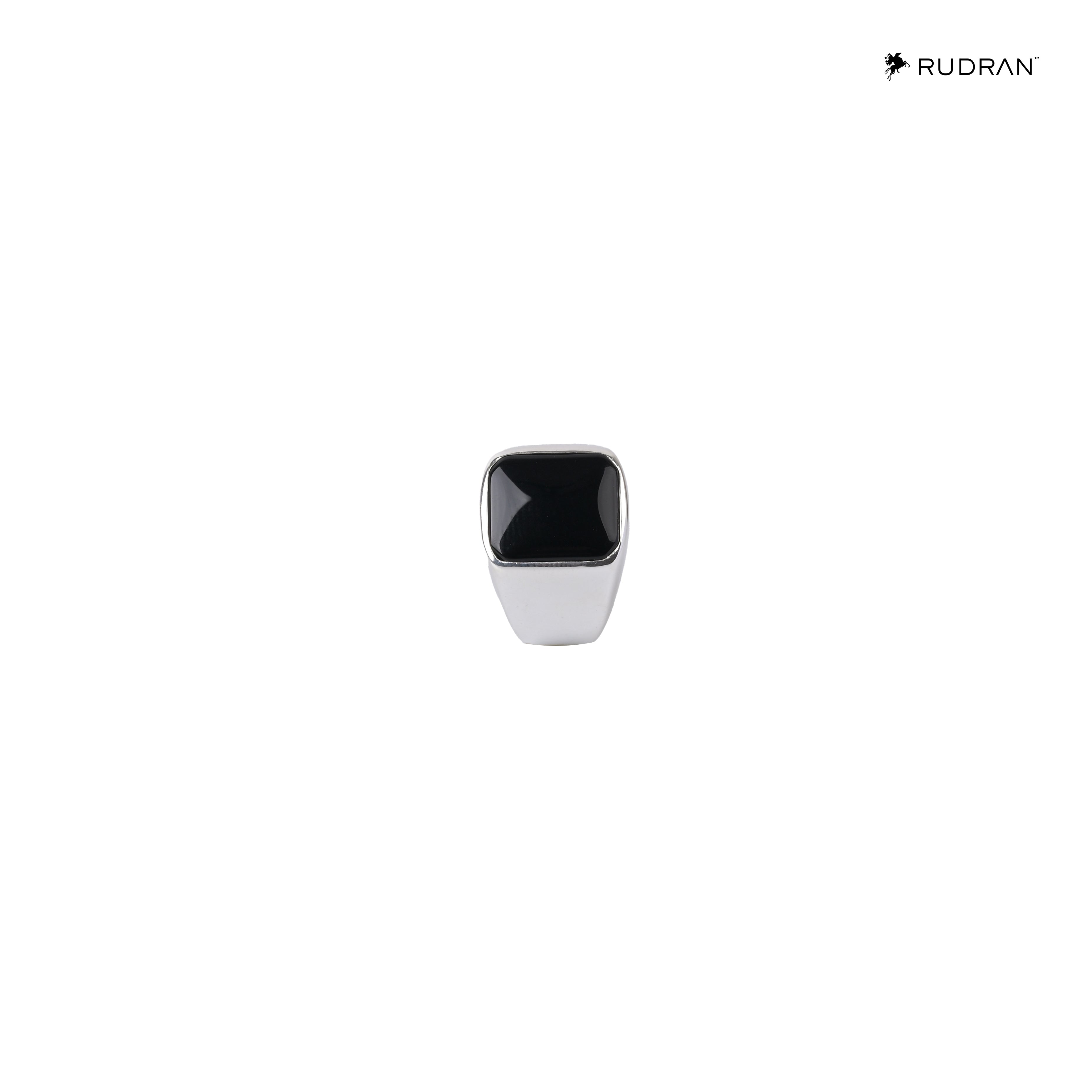 Large Beveled Onyx Signet 925 Silver Ring