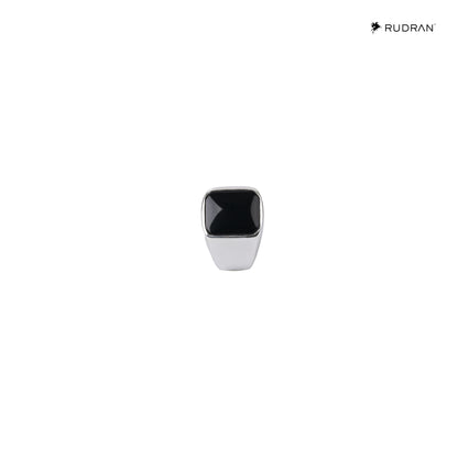 Large Beveled Onyx Signet 925 Silver Ring
