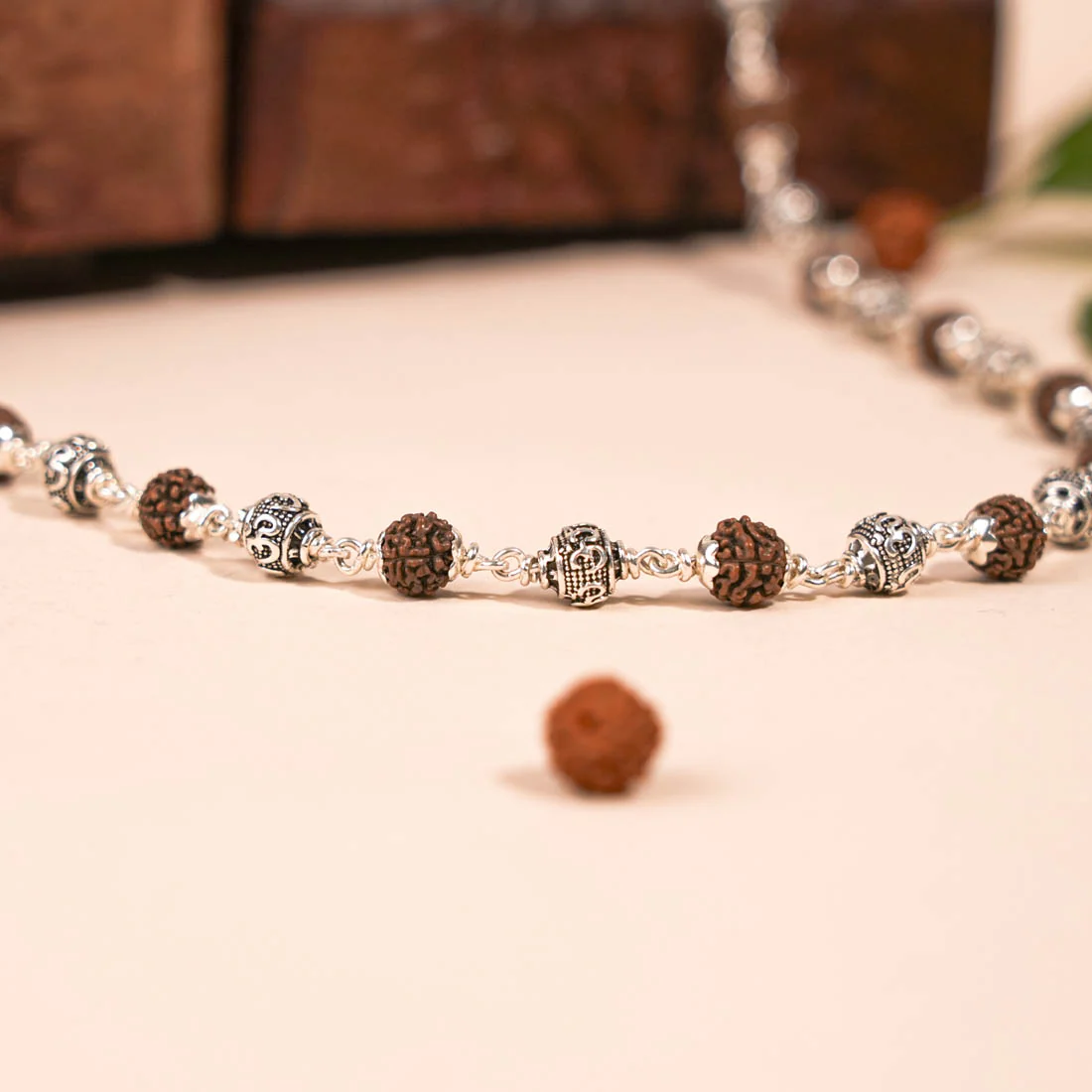 Rudraksha Silver Mala with Om Beads