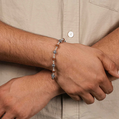 Rudraksha 925 Silver Om Beads Bracelet