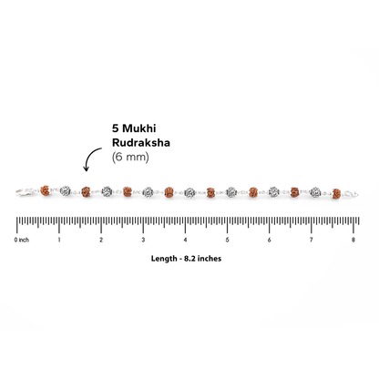 Rudraksha 925 Silver Om Beads Bracelet