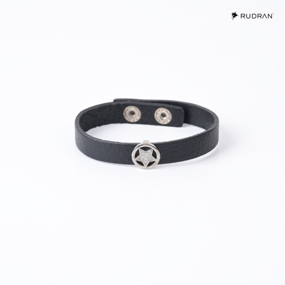 Stellar Black Leather 925 Silver Band