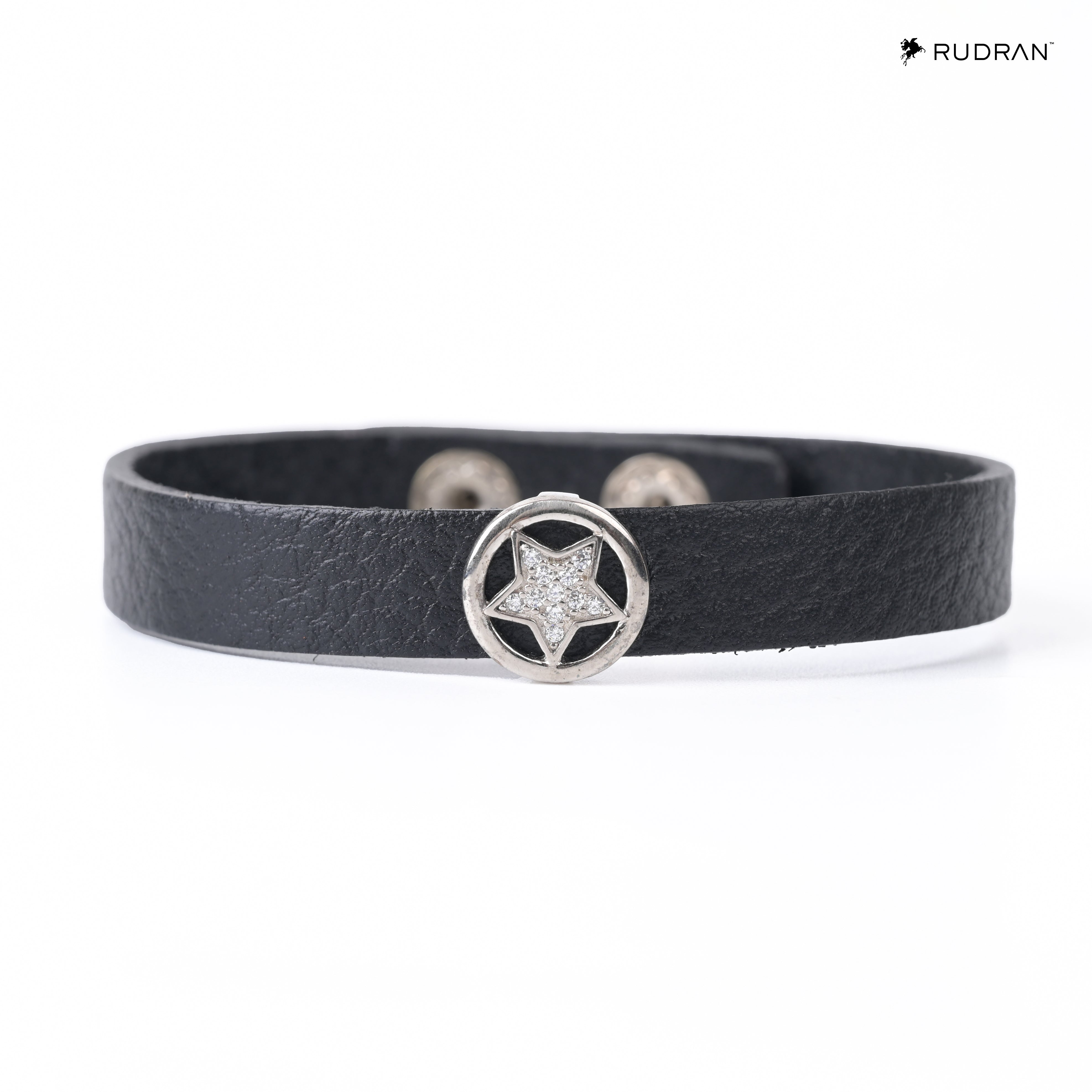 Stellar Black Leather 925 Silver Band