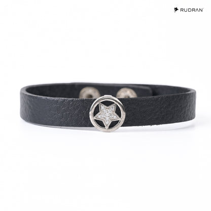 Stellar Black Leather 925 Silver Band