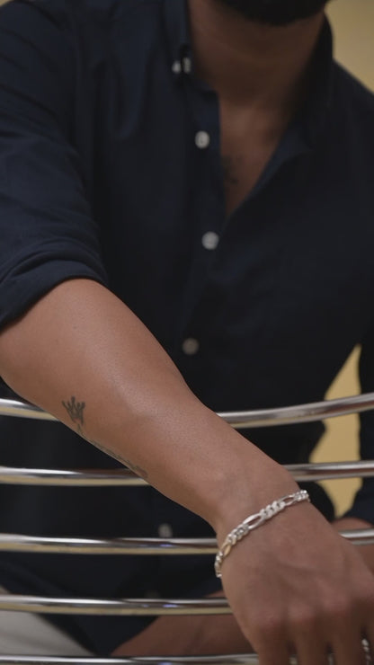 Figaro Link Chain 925 Silver Bracelet