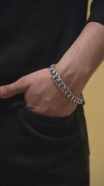 Iced Out Cuban CZ Chain 925 Silver Bracelet